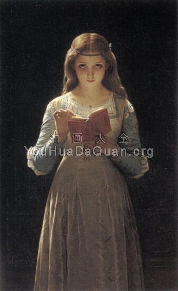 Young Maiden Reading a Book - 皮埃尔·奥古斯特·库特